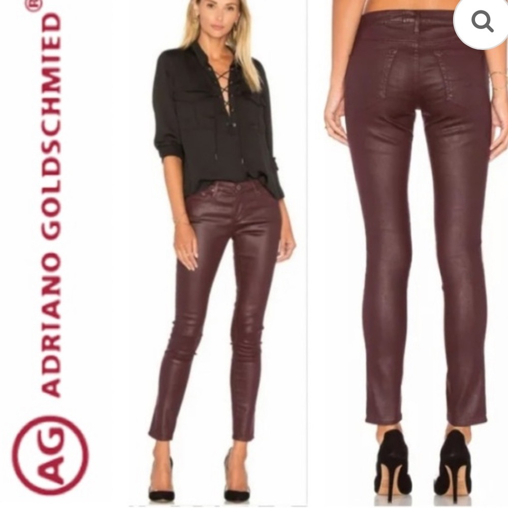NWT $975 AG ADRIANO  GOLDSCHMIED LEATHER THE FARRAH HIGH RISE SKINNY PANTS SZ 27